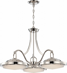 3 Light Sawyer Dining Polished Nickel Frosted Glass LED Light Fixture